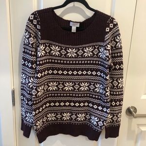 LOFT Outlet boatneck fair isle sweater